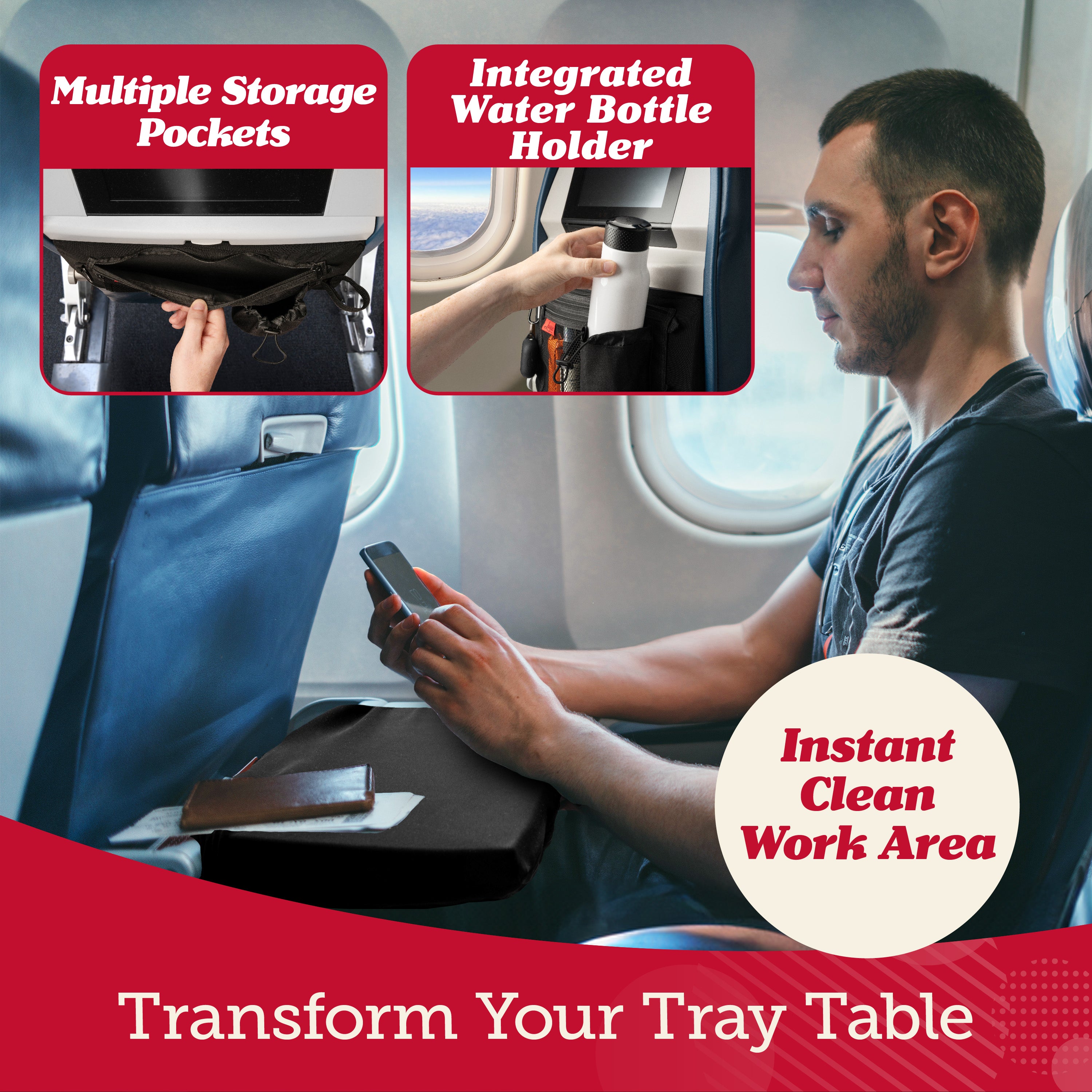 Airplane Tray Table Cover - Sanitary Cover & Seat Back Organizer