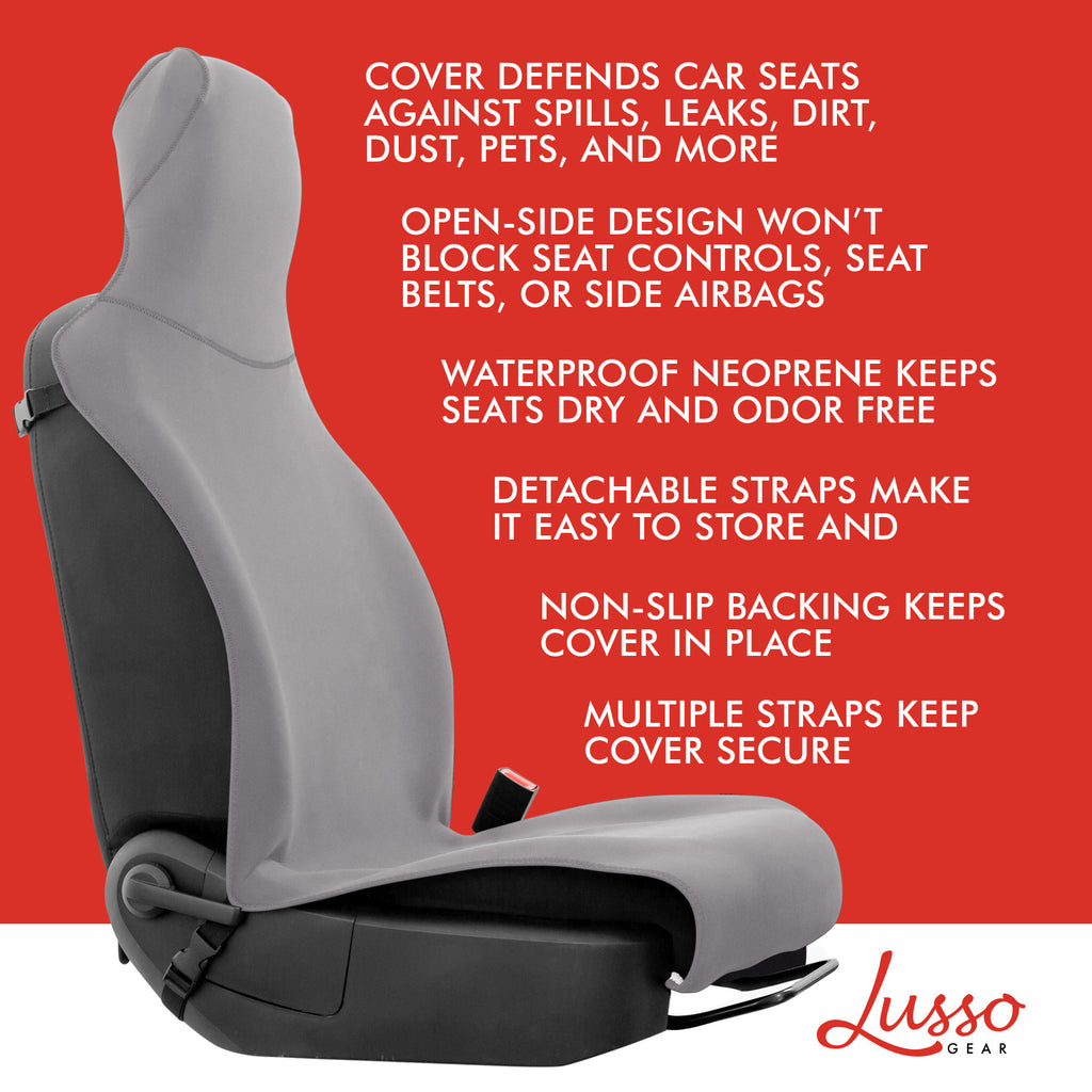 Lusso Gear Car Seat Protector for Child Seat, Non-Slip Waterproof Leather  Seats with Thick Padding and 2 Mesh Storage Pockets, Baby Under Carseat